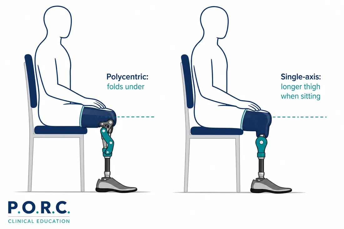 Diagram: prosthetic knee in sitting position
